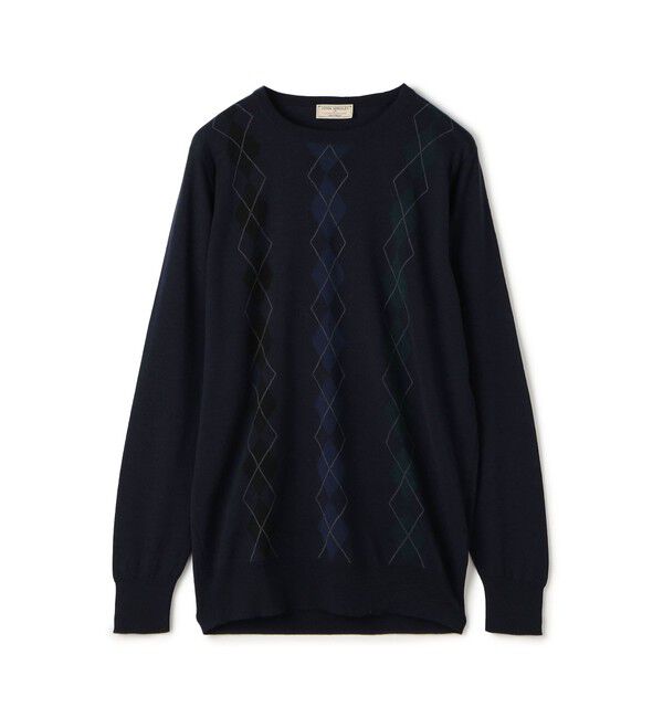 TOMORROWLAND MENS「【別注】JOHN SMEDLEY ウール アーガイルクルーネック プルオーバーニット」|ニット・セーター|68 ネイビー系