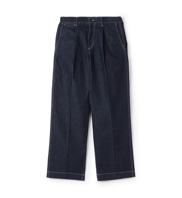 TOMORROWLAND MENS「9.5OZコットンデニム 1プリーツバレルパンツ」|デニム|67 ダークブルー