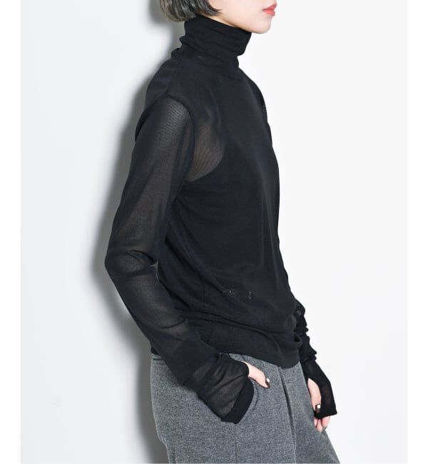  「《追加6》SHEER HIGH NECK TOP：カットソー」|Tシャツ・カットソー|ブラック