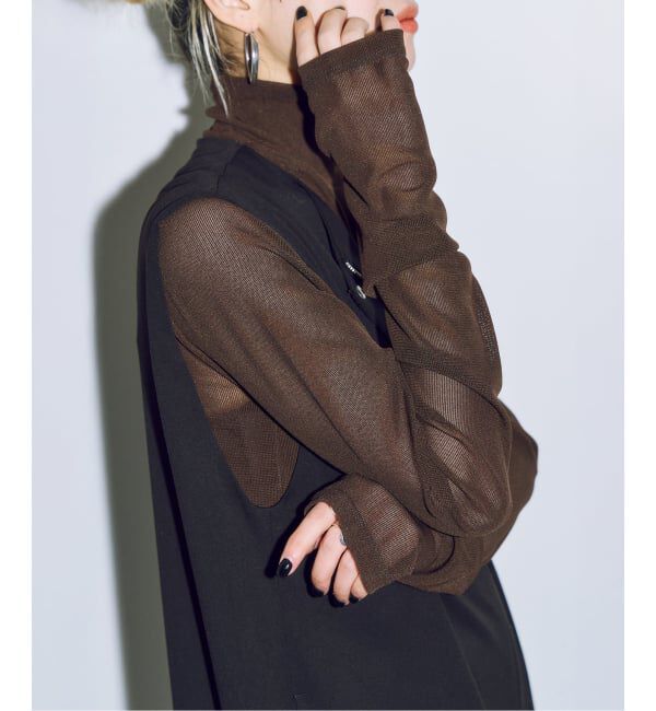  「《追加6》SHEER HIGH NECK TOP：カットソー」|Tシャツ・カットソー|ブラウン B