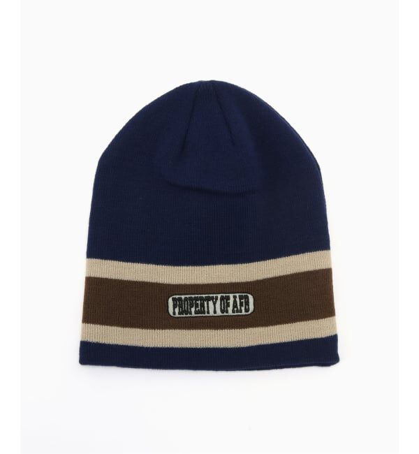 PULP「AFB / エーエフビー POA BORDER SINGLE BEANIE」|ニット帽|ネイビー