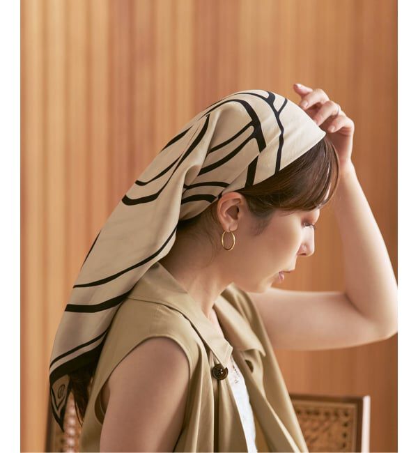 NOBLE「《追加》LE SCARF/レスカーフ Monogram Large 80cm」|バンダナ・スカーフ|ナチュラル A