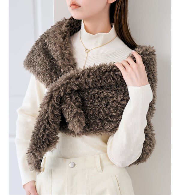 U by SPICK&SPAN「《予約》HELEN MOORE/ヘレンムーア FUR SCARF」|ストール|ベージュ