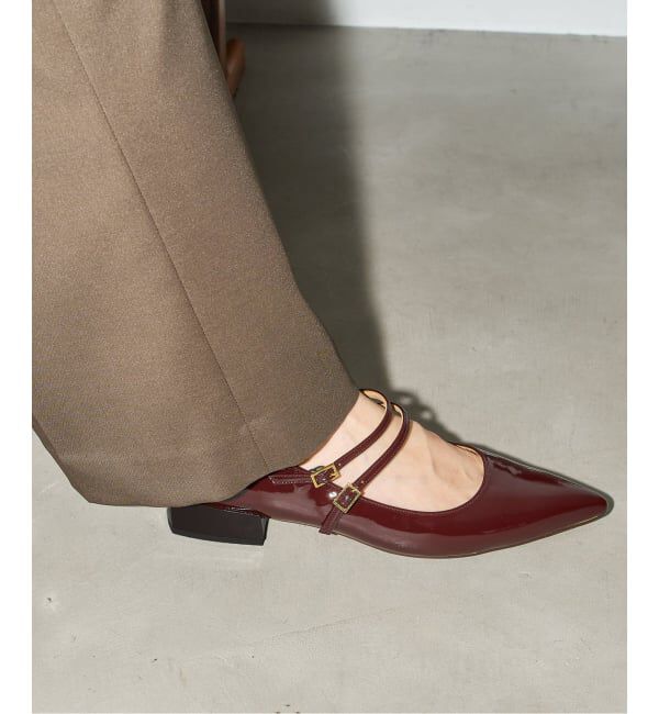 GRISE「《WEB+一部店舗限定》GRISE3cmポインテッドダブルストラップメリージェーン」|パンプス|ボルドー