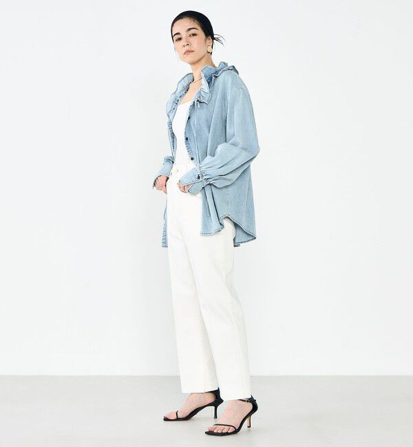 Rie Miller「【RM denim】スリットクロップドセンタープレスデニム」|デニム|