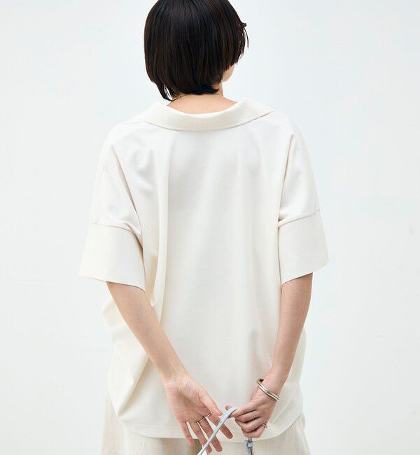 Rie Miller「ウォッシャブルポロ襟ハーフスリーブジョーゼットダンボール」|ポロシャツ|
