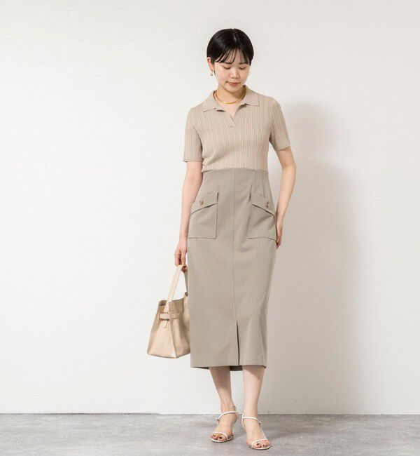 NOLLEY'S sophi「ウォッシャブルポロニットタイトスカートドッキングワンピース」|ワンピース|