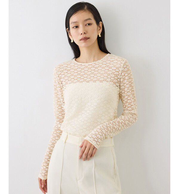 ROPE「【J'aDoRe・ルミネ限定カラー】フラワーレースベーシックカットソー/イージーケア」|Tシャツ・カットソー|