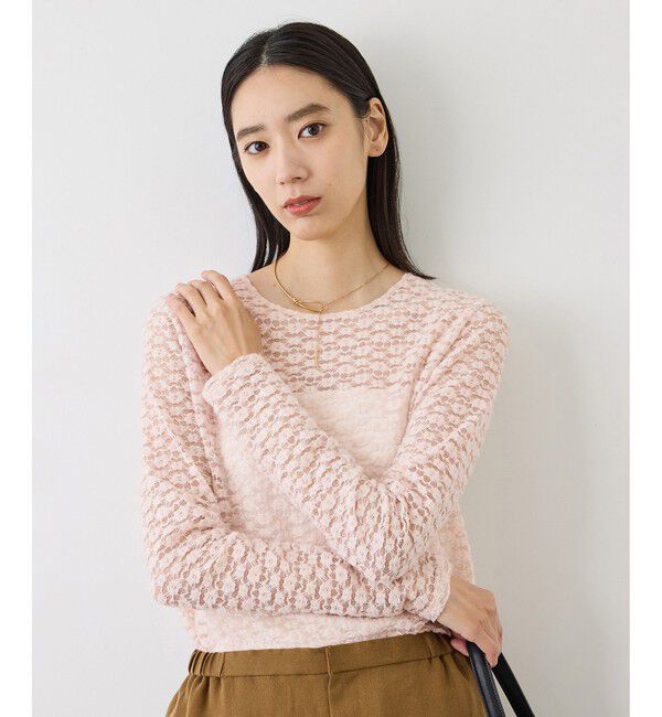ROPE「【J'aDoRe・ルミネ限定カラー】フラワーレースベーシックカットソー/イージーケア」|Tシャツ・カットソー|