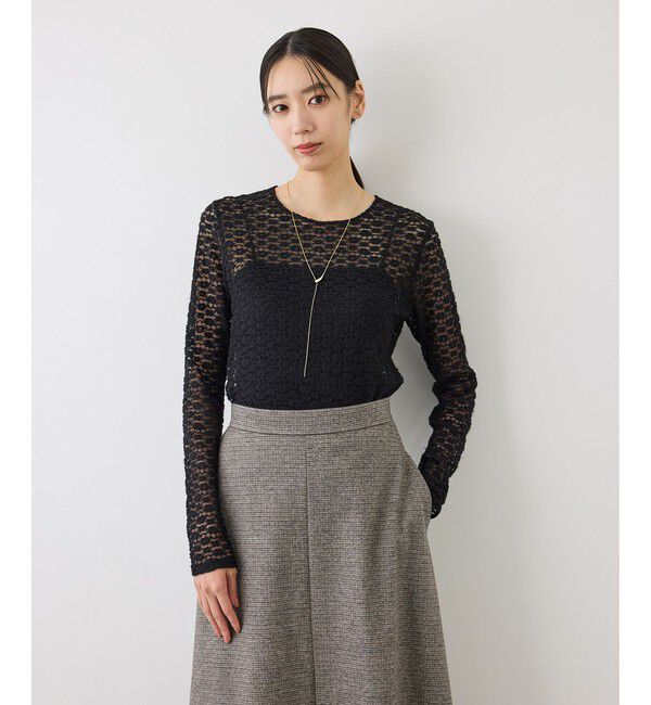 ROPE「【J'aDoRe・ルミネ限定カラー】フラワーレースベーシックカットソー/イージーケア」|Tシャツ・カットソー|