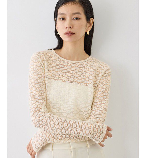 ROPE「【J'aDoRe・ルミネ限定カラー】フラワーレースベーシックカットソー/イージーケア」|Tシャツ・カットソー|