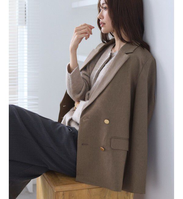 Rope&rsquo;Picnic「【WEB限定】レディハンサムシリーズ ウールライク金ボタンミドル丈ジャケット(総裏地)」|テーラードジャケット|