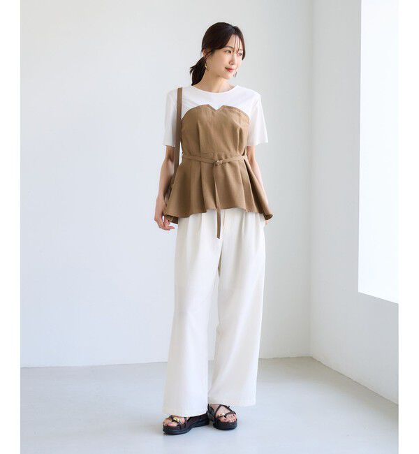 Rope&rsquo;Picnic「エアリーリネンライク ドッキングカットトップス/UVケア」|Tシャツ・カットソー|