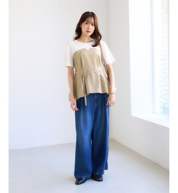 Rope&rsquo;Picnic「エアリーリネンライク ドッキングカットトップス/UVケア」|Tシャツ・カットソー|