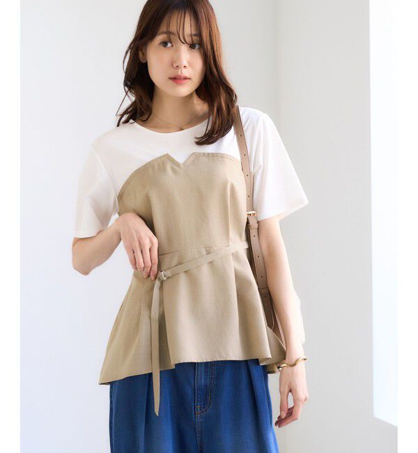 Rope&rsquo;Picnic「エアリーリネンライク ドッキングカットトップス/UVケア」|Tシャツ・カットソー|