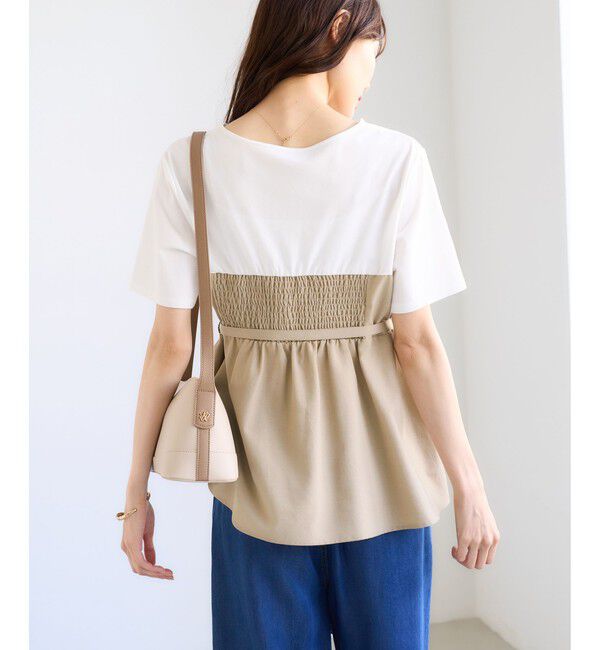 Rope&rsquo;Picnic「エアリーリネンライク ドッキングカットトップス/UVケア」|Tシャツ・カットソー|
