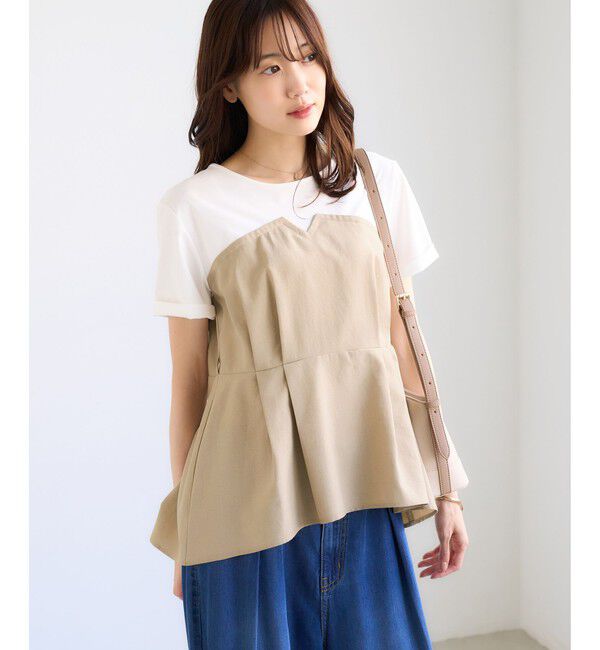 Rope&rsquo;Picnic「エアリーリネンライク ドッキングカットトップス/UVケア」|Tシャツ・カットソー|