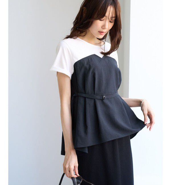 Rope&rsquo;Picnic「エアリーリネンライク ドッキングカットトップス/UVケア」|Tシャツ・カットソー|