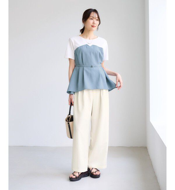 Rope&rsquo;Picnic「エアリーリネンライク ドッキングカットトップス/UVケア」|Tシャツ・カットソー|