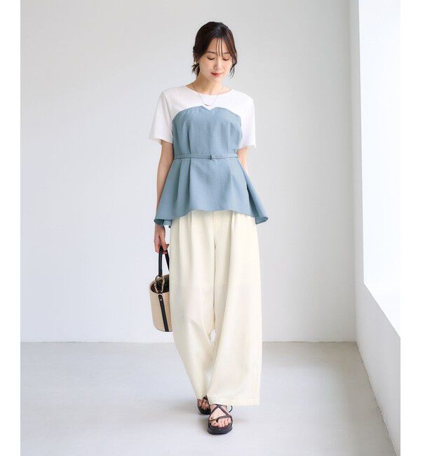 Rope&rsquo;Picnic「エアリーリネンライク ドッキングカットトップス/UVケア」|Tシャツ・カットソー|