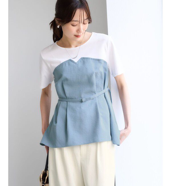 Rope&rsquo;Picnic「エアリーリネンライク ドッキングカットトップス/UVケア」|Tシャツ・カットソー|