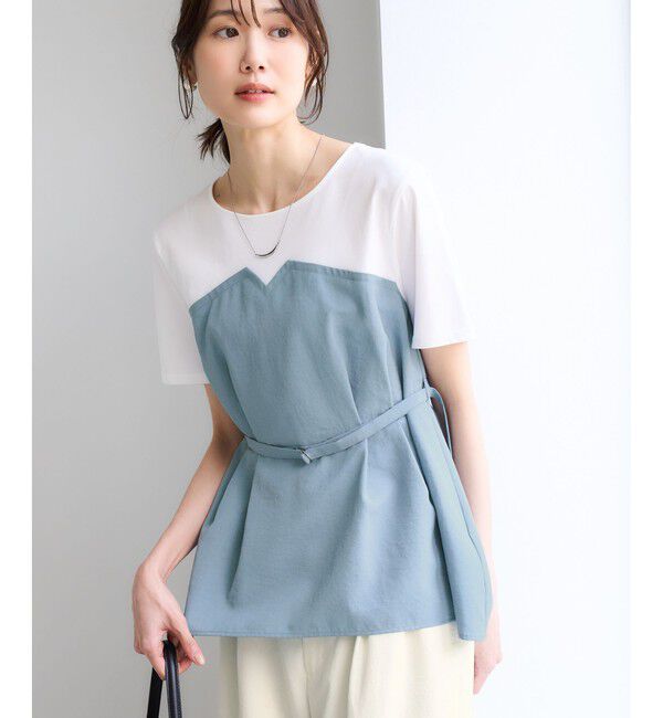 Rope&rsquo;Picnic「エアリーリネンライク ドッキングカットトップス/UVケア」|Tシャツ・カットソー|