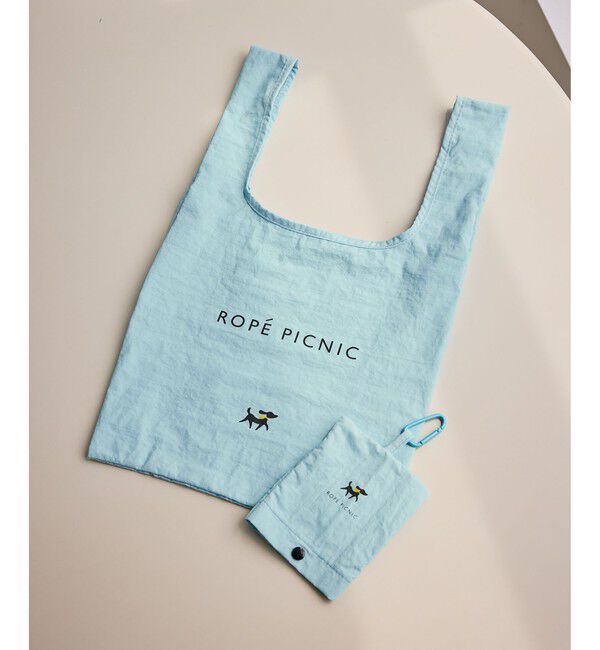 ROPE PICNIC PASSAGE「PICNIC DOGシリーズ 折りたたみトートエコバッグ/収納袋・カラビナ付き」|エコバッグ|サックス(48)