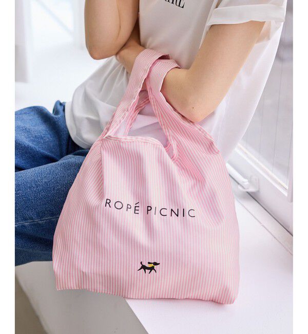 ROPE PICNIC PASSAGE「PICNIC DOGシリーズ 折りたたみトートエコバッグ/収納袋・カラビナ付き」|エコバッグ|ピンク(63)