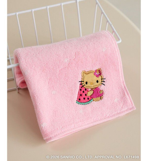 ROPE PICNIC PASSAGE「【サンリオキャラクターズ&times;ROPE' PICNIC】日焼けデザイン ワンポイント刺繍タオルハンカチ」|ハンカチ|ピンク系(65)