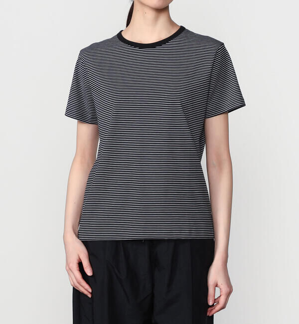 handvaerk「handvaerk | 60/2 クルーネック半袖Tシャツ STRIPE WOMEN」|Tシャツ・カットソー|