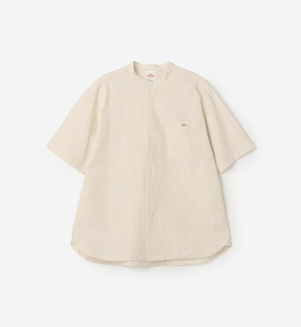 DANTON「DANTON | コットンリネンブロード バンドカラー半袖シャツ MEN」|シャツ・ブラウス|