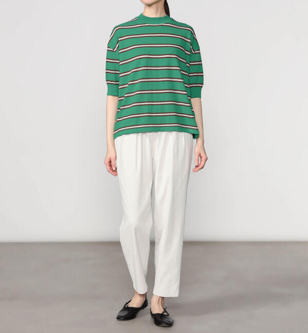  「MEYAME |〈別注〉コットンニット ボーダー半袖Tシャツ WOMEN」|ニット・セーター|