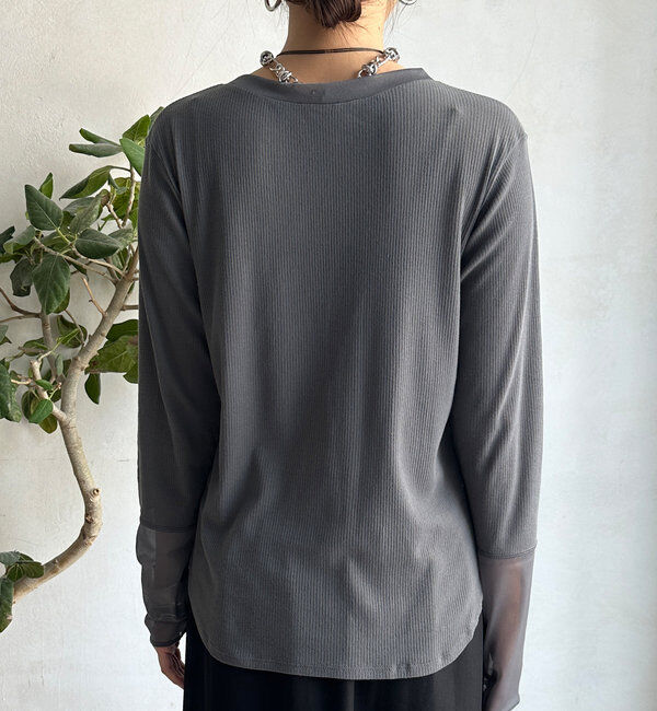  「【柔らかい着心地】袖シアーリブTEE」|Tシャツ・カットソー|