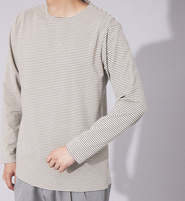ABAHOUSE「【ノンストレス】定番 / COTTON LYCRA 圧着 クルーネック 長袖 T」|Tシャツ・カットソー|