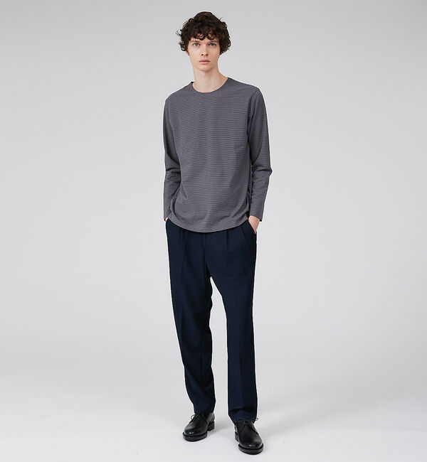 ABAHOUSE「【ノンストレス】定番 / COTTON LYCRA 圧着 クルーネック 長袖 T」|Tシャツ・カットソー|
