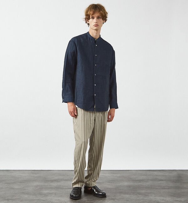 ABAHOUSE「【LUXE Linen Solaro】バンドカラー リネンシャツ」|シャツ・ブラウス|