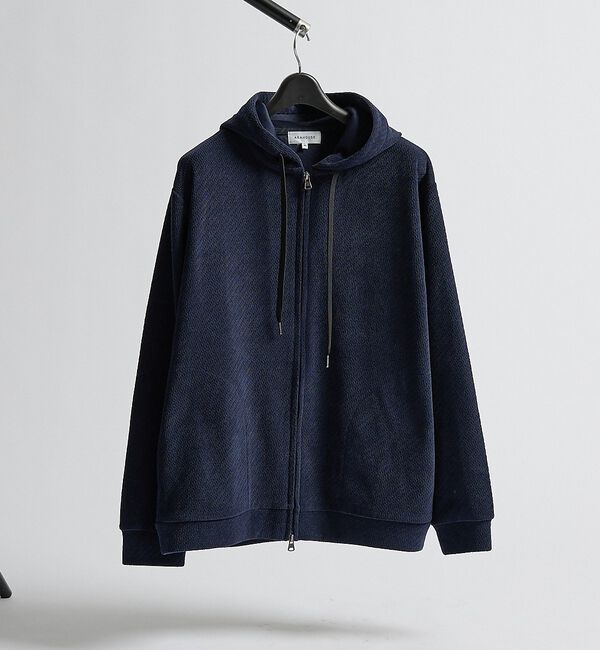 ABAHOUSE「モールジャガード ダブルZIPパーカー」|パーカー|ネイビー