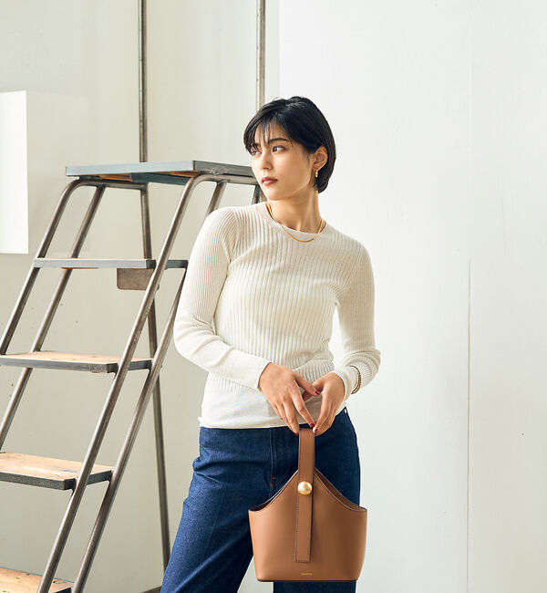 Rouge vif「シルク混ワイドリブプルオーバーニット」|ニット・セーター|