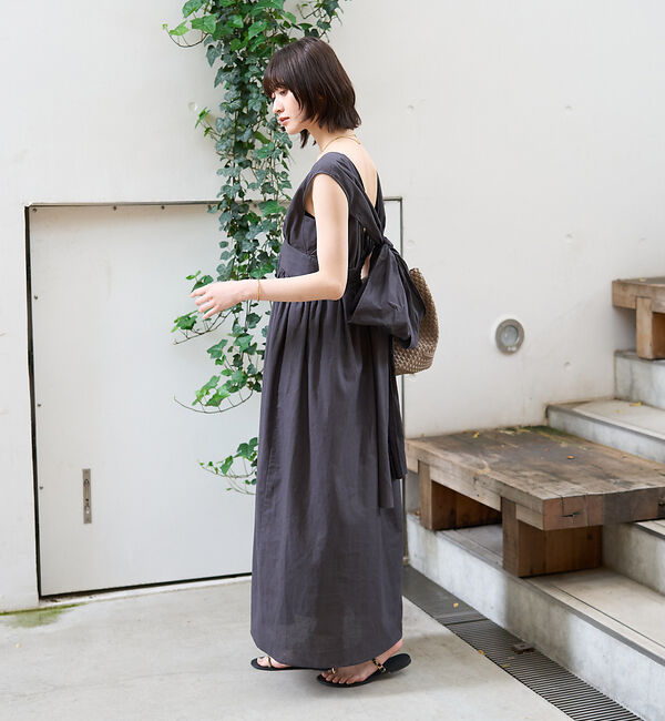 Rouge vif「麻混3WAYウエストリボンワンピース」|ワンピース|