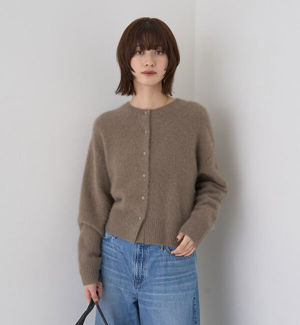 Rouge vif「フォックスウールクルーネッククルミ釦カーディガン」|カーディガン|