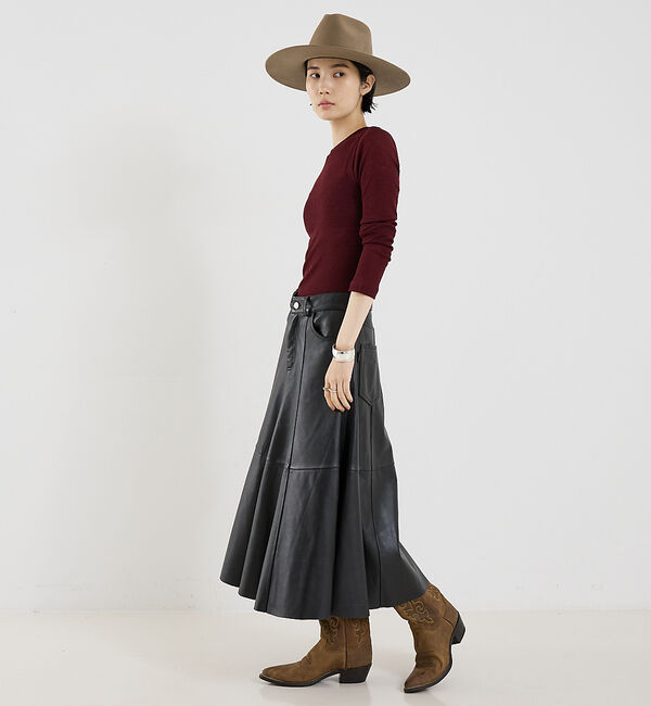 The Store by C' 「【HAIKURE】MID SERENITY LETHER SKIRT／レザースカ」|スカート|