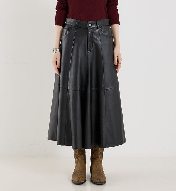The Store by C' 「【HAIKURE】MID SERENITY LETHER SKIRT／レザースカ」|スカート|