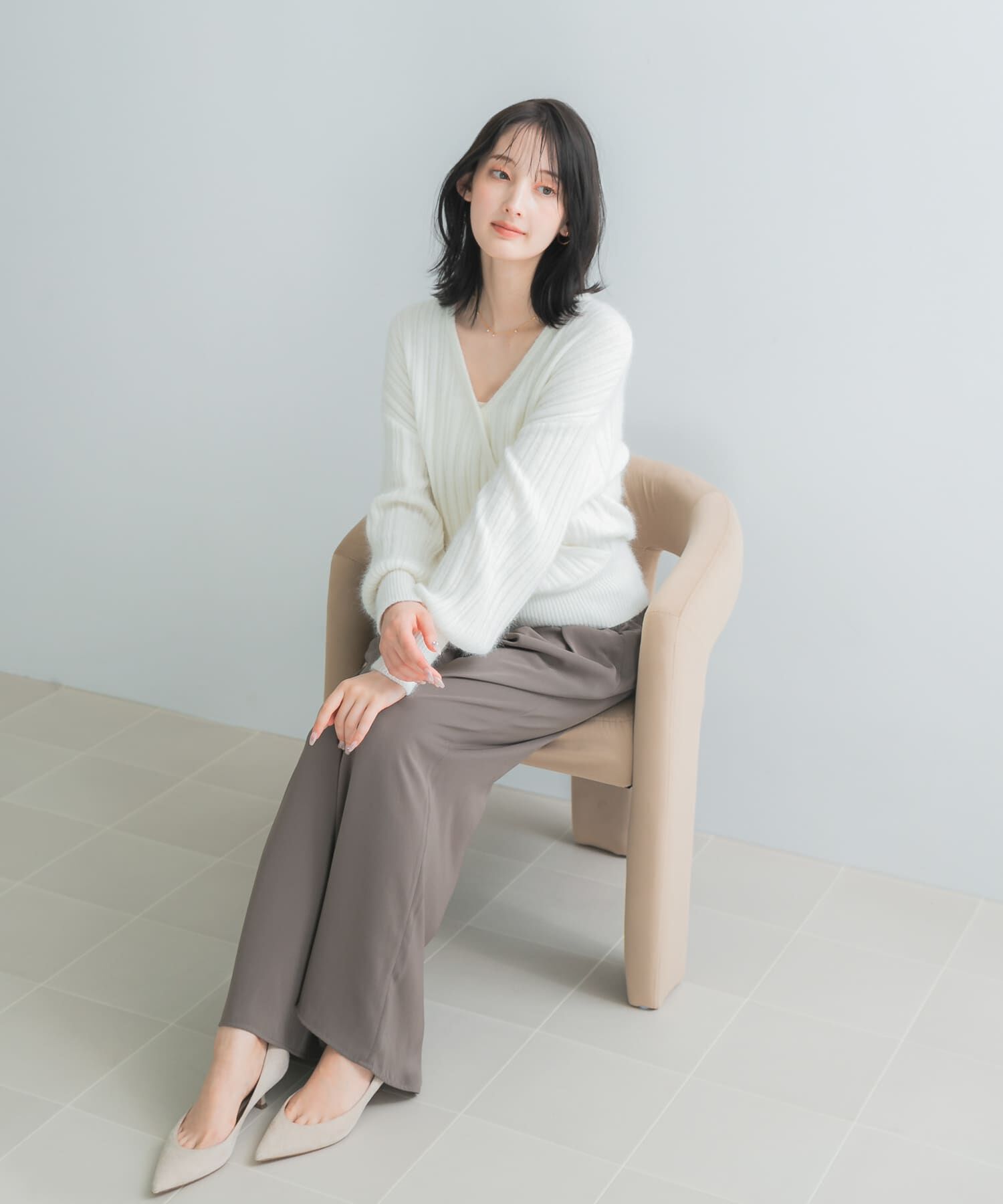 URBAN RESEARCH ROSSO「『一部WEB限定カラー』ランダムリブカシュクールニット」|ニット・セーター|