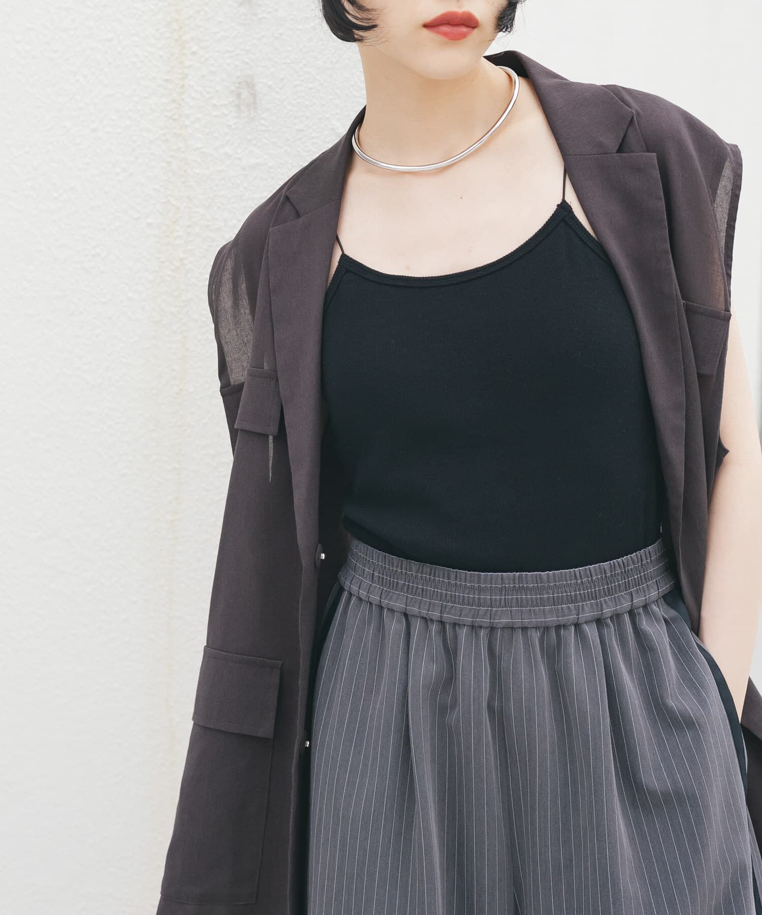  「スパゲティストラップカップ付きキャミ」|キャミソール|