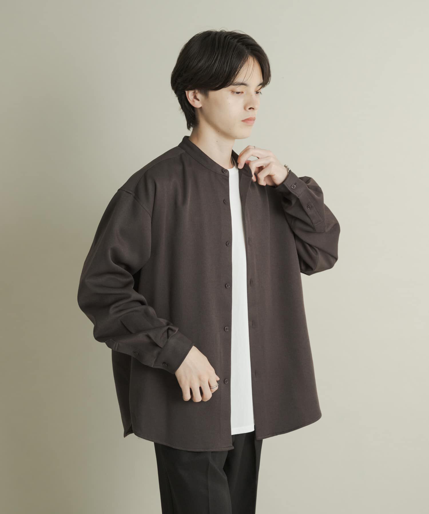 SENSE OF PLACE by URBAN RESEARCH「ウールライクバンドカラールーズシャツ」|シャツ・ブラウス|