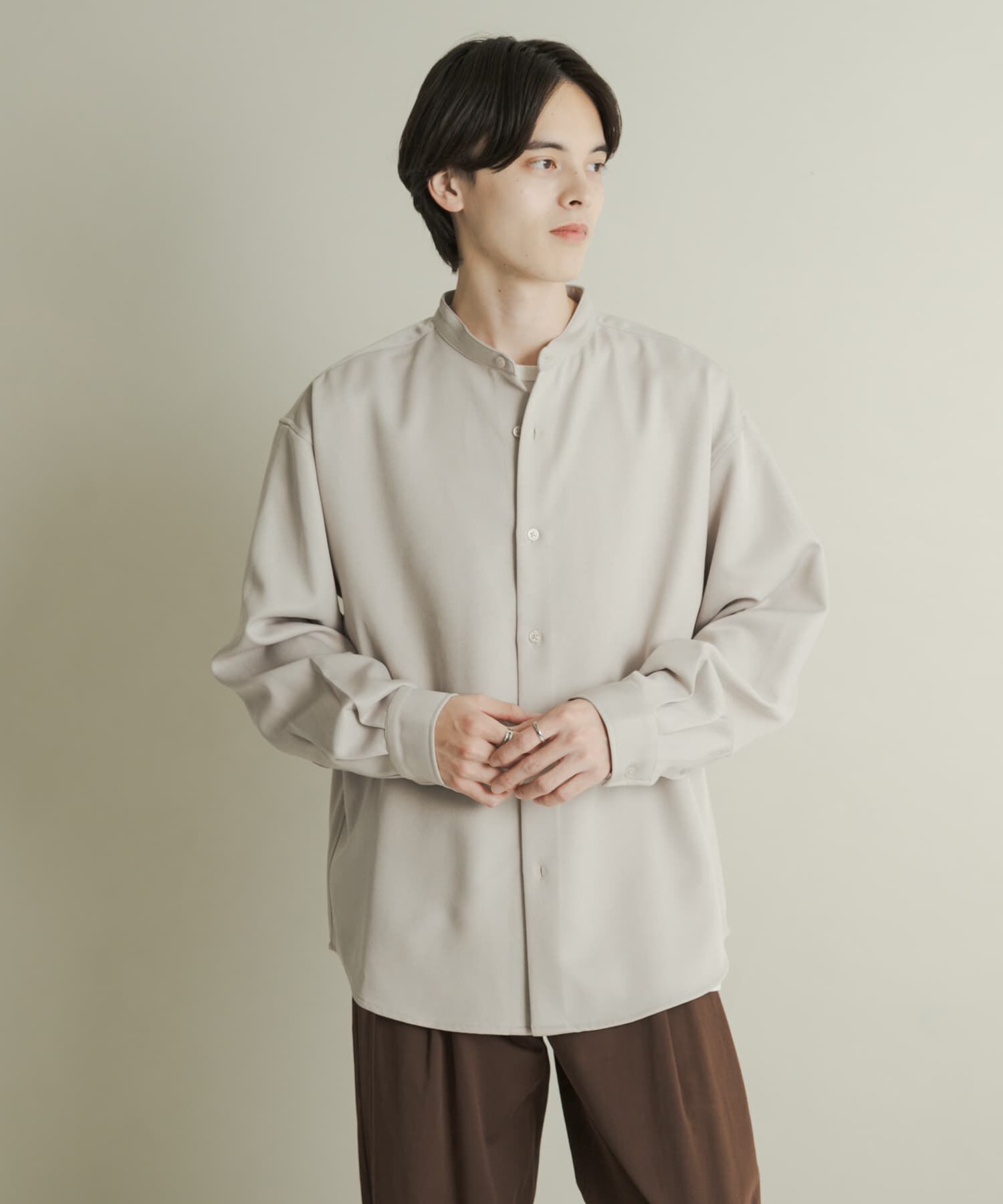 SENSE OF PLACE by URBAN RESEARCH「ウールライクバンドカラールーズシャツ」|シャツ・ブラウス|
