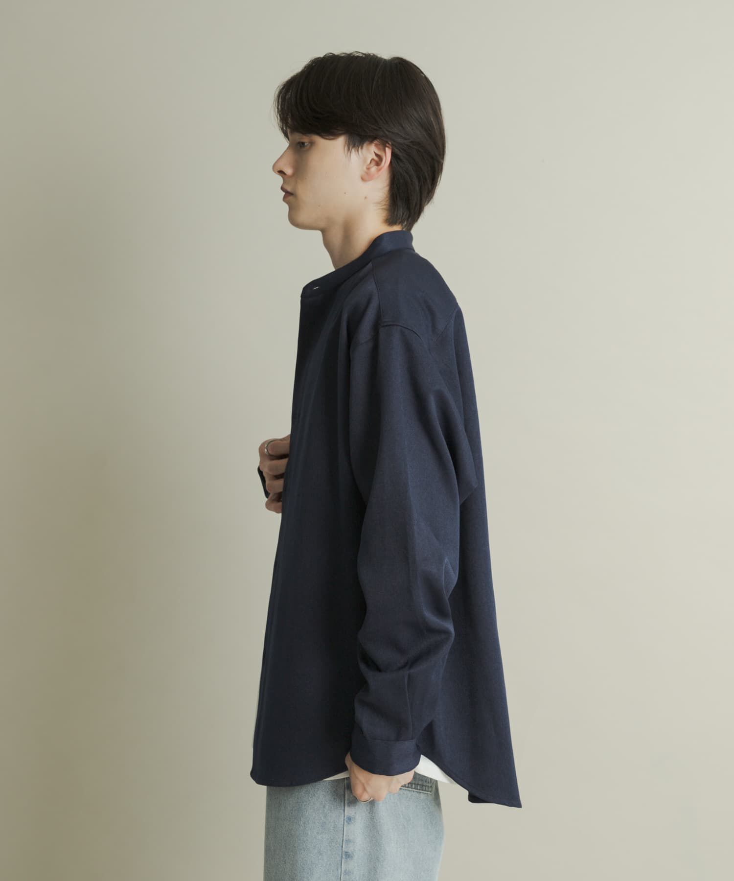 SENSE OF PLACE by URBAN RESEARCH「ウールライクバンドカラールーズシャツ」|シャツ・ブラウス|