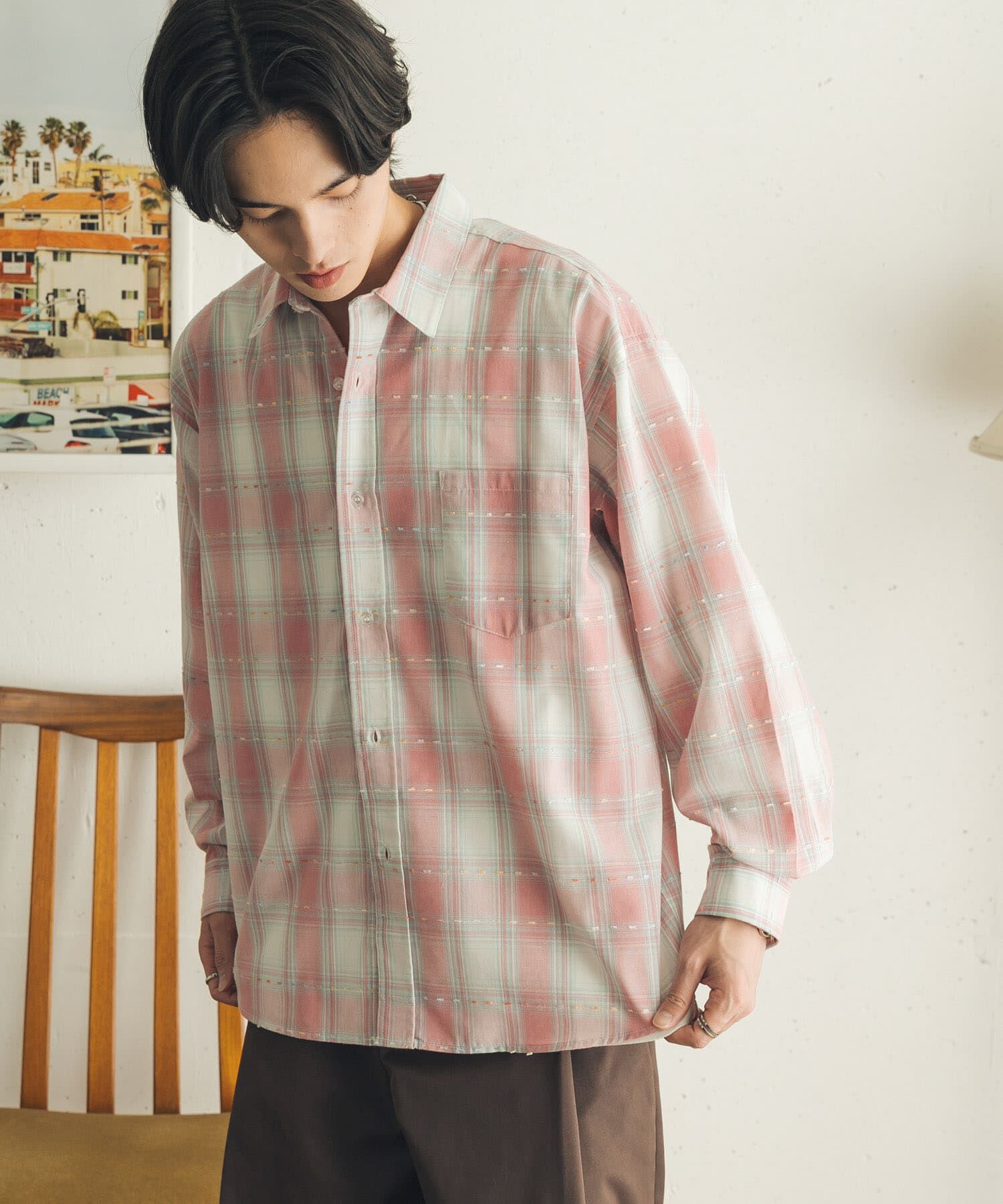 SENSE OF PLACE by URBAN RESEARCH「ドビーチェックレギュラーカラーロングスリーブシャツ」|シャツ・ブラウス|