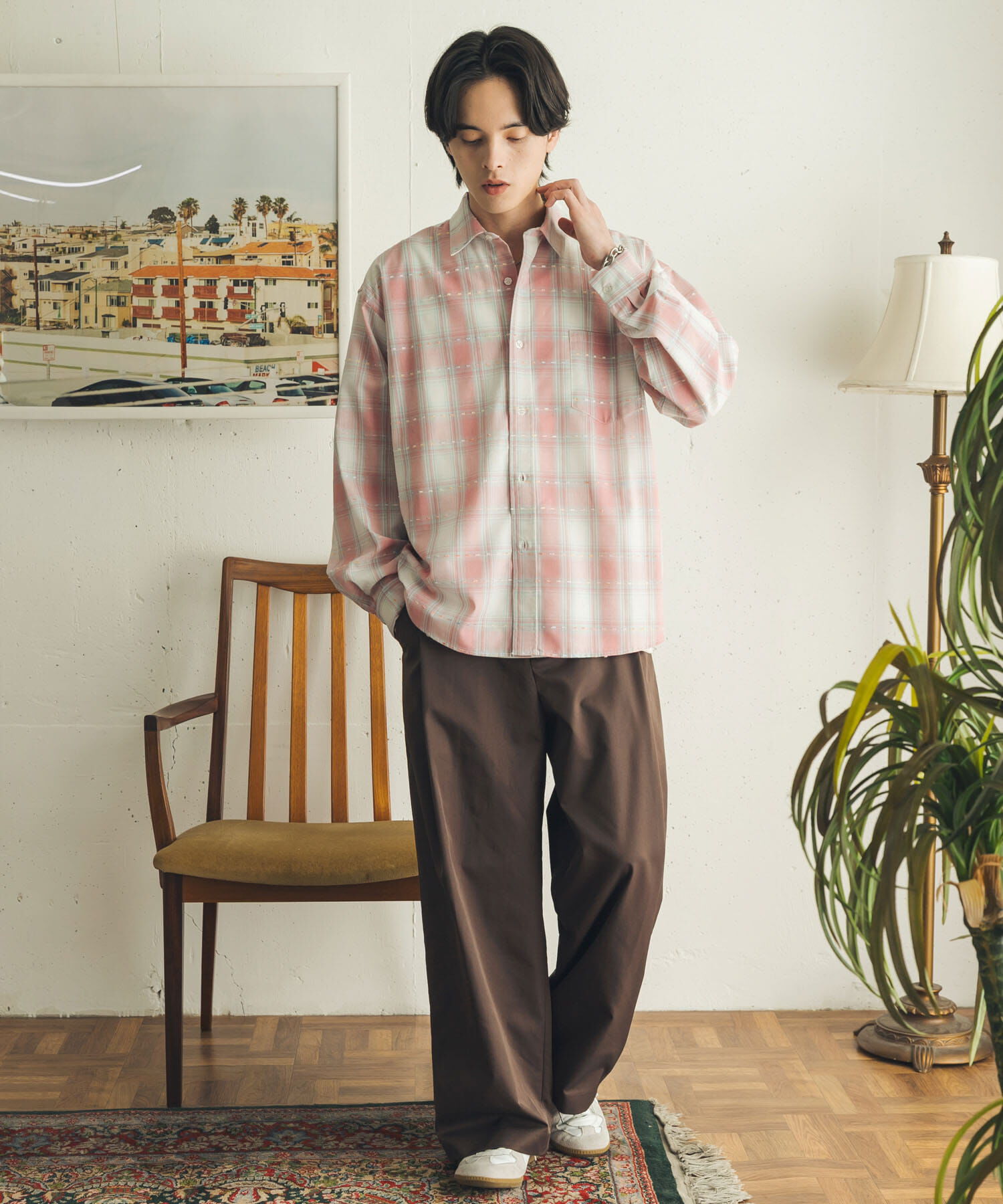SENSE OF PLACE by URBAN RESEARCH「ドビーチェックレギュラーカラーロングスリーブシャツ」|シャツ・ブラウス|