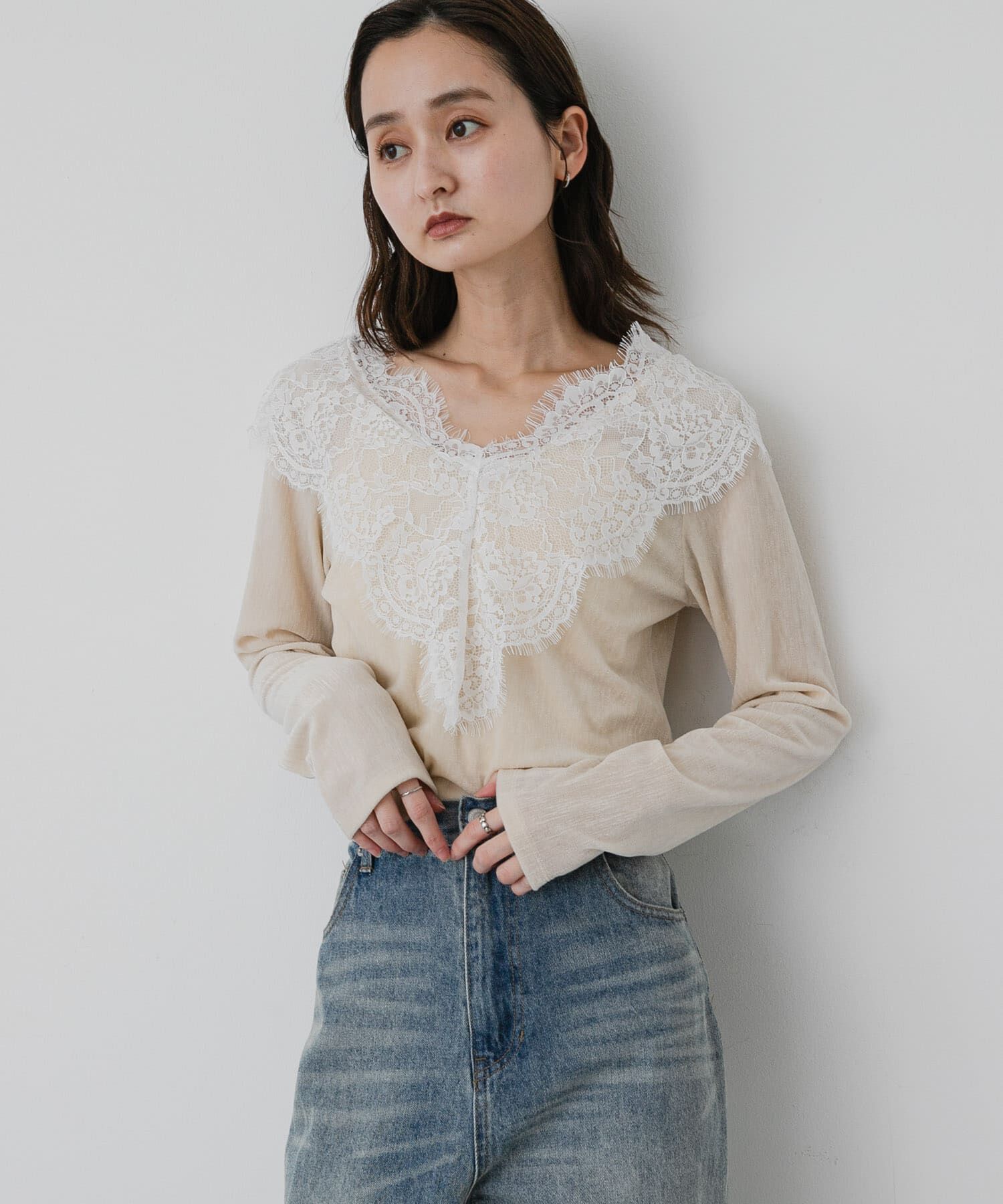 SENSE OF PLACE by URBAN RESEARCH「ヒラヒラレースベロアトップ」|その他|